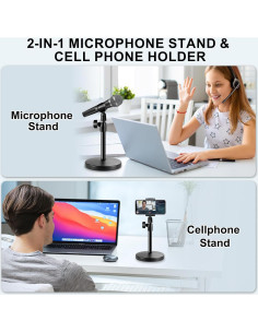 Soporte de Micrófono Ajustable Metalico 2 en 1 con Clip para Celular 2