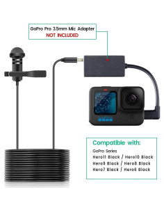 Micrófono Lavalier Weishan 3m para GoPro HERO11, HERO10, HERO9 2