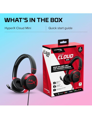 Auriculares con Cable HyperX Cloud Mini - Negro/Rojo, 130g, Gaming