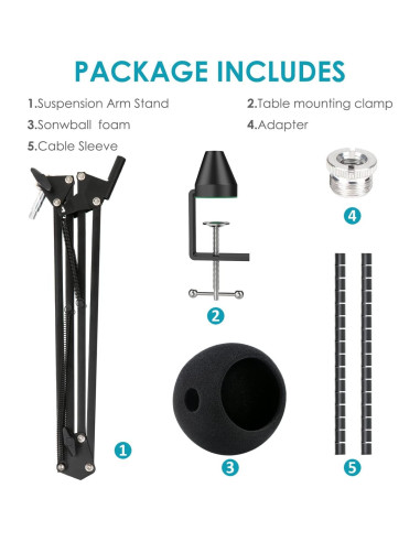 Soporte de Micrófono YOUSAHRES con Funda de Espuma y Filtro Antipop