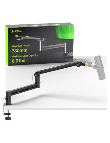 Brazo de Micrófono de Perfil Bajo ABA01 - Soporte Estable para Shure SM7B, Blue Yeti, Rode PodMic