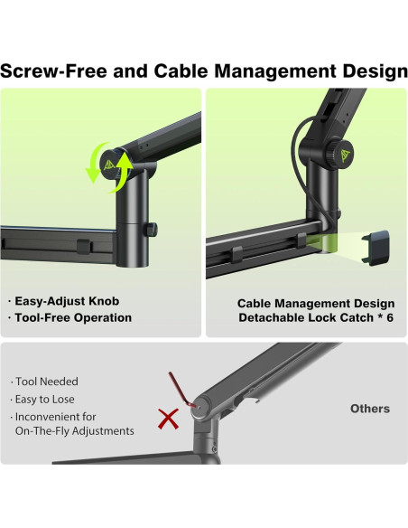 Brazo de Micrófono de Perfil Bajo ABA01 - Soporte Estable para Shure SM7B, Blue Yeti, Rode PodMic Brazo de Micrófono de Perfil Bajo ABA01 - Soporte Estable para Shure SM7B, Blue Yeti, Rode PodMic