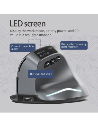 Mouse Inalámbrico Bluetooth Zelotes F26C Vertical 3200DPI