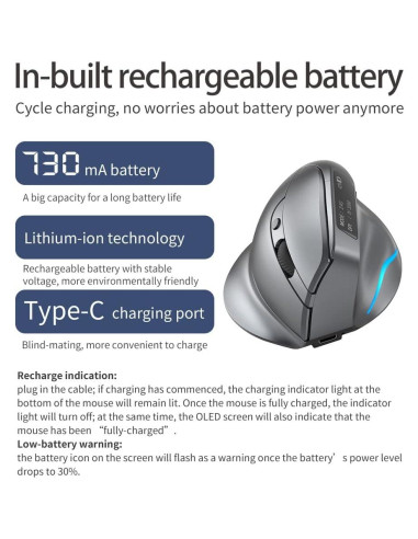 Mouse Inalámbrico Bluetooth Zelotes F26C Vertical 3200DPI