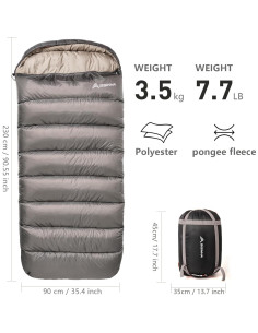 Saco de Dormir BISINNA XL 0 Grados para Camping Adultos 2