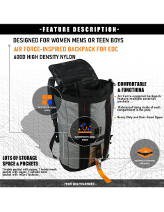 Mochila Táctica Militar Gris 20L Nylon Resistente para Senderismo 2