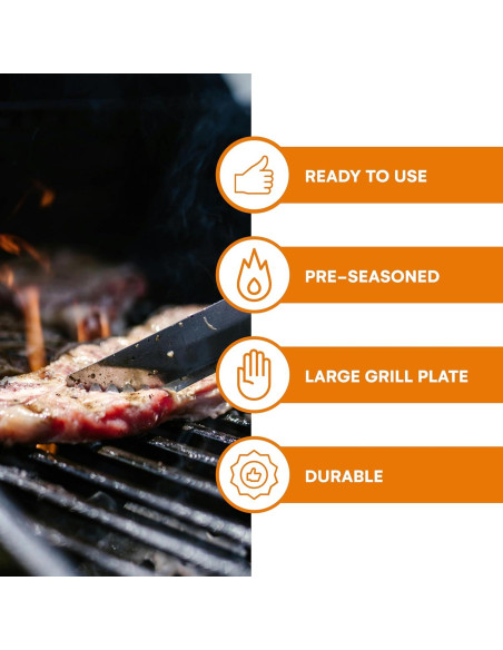 Placa de Parrilla Reversible Bruntmor 43x25 cm Hierro Fundido