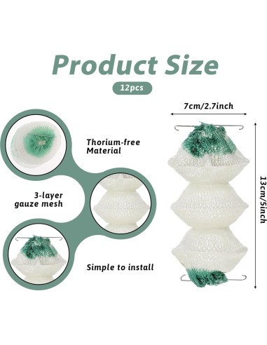 Paquete de 12 Capuchones de Linterna Larrel 13x7cm Verde Blanco