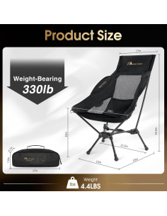 Silla de Camping Plegable MOON LENCE CH33 Respaldo Alto 150kg 2