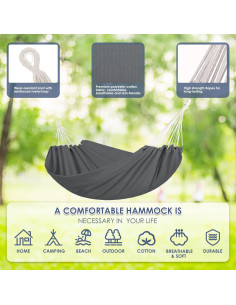 Hamaca Brasileña Gold Armour Doble 270x150cm Gris Oscuro 2