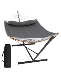 Hamaca Doble Portátil SUNCREAT con Soporte, Gris Oscuro
