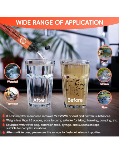 Filtro de Agua Personal Lormandy S2 - 4 PCS, 0.1 Micrones