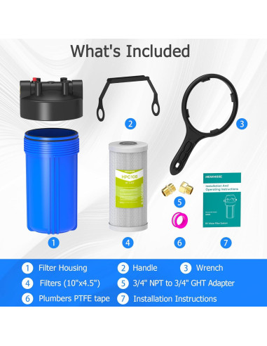 Filtro de Agua MewMore HHB10 para RVs y Barcos 0.2 Micrones