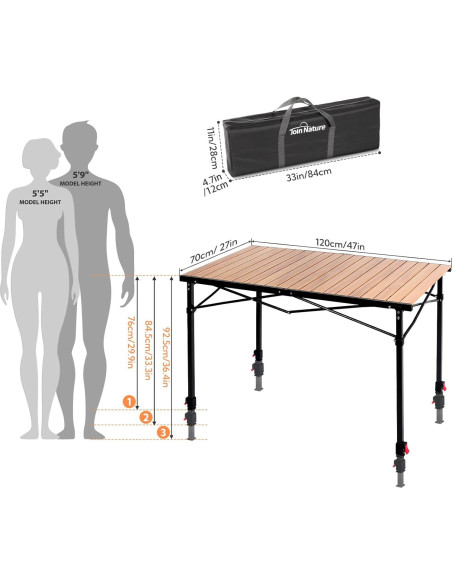 Mesa de Camping Plegable Join Nature 117.8x69.9cm Ajustable