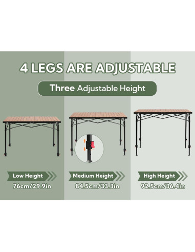 Mesa de Camping Plegable Join Nature 117.8x69.9cm Ajustable