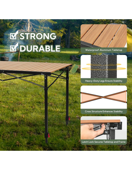 Mesa de Camping Plegable Join Nature 117.8x69.9cm Ajustable