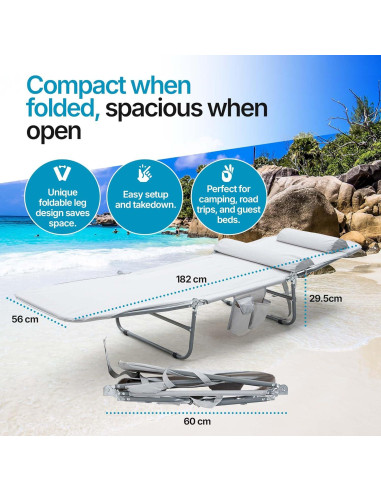 Silla Lounge Plegable NIXSCALINO Reclinable 5.23 kg Gris