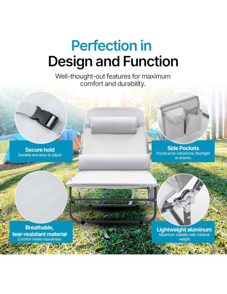 Silla Lounge Plegable NIXSCALINO Reclinable 5.23 kg Gris Silla Lounge Plegable NIXSCALINO Reclinable 5.23 kg Gris