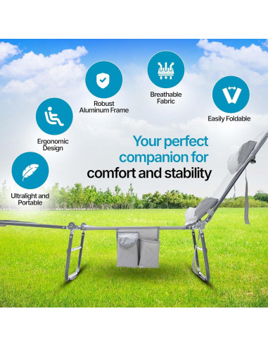 Silla Lounge Plegable NIXSCALINO Reclinable 5.23 kg Gris