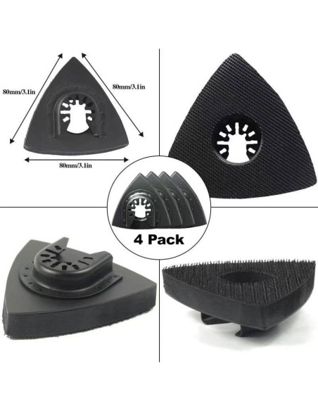 Pad de Lijado Triangular WENESTR 4 Piezas 80mm Grano 60-240