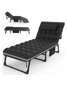 Cama de Camping Plegable Suteck 5 Posiciones 68.58 cm Negra