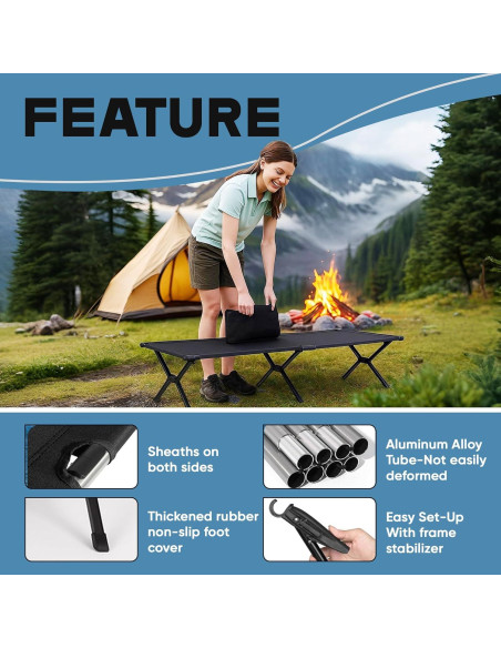 Cama de Camping Plegable ADVANCAMP 120kg 5.6kg 189.9cm