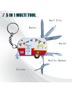 Mini Multiherramienta 5-en-1 Haigoo de Acero Inoxidable Rojo 2