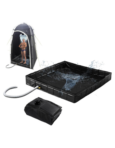 Base de Ducha Portátil Socpuro 104 cm Plegable con Drenaje