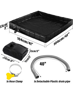 Base de Ducha Portátil Socpuro 104 cm Plegable con Drenaje 2