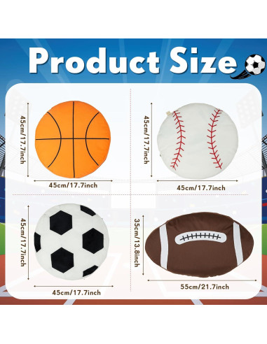Cojines Lanzables Deportivos Juexica 4 Pcs - Futbol, Baloncesto, Béisbol