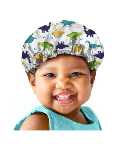 Gorro de dormir Babrukda Kids de satén para niños dinosaurio