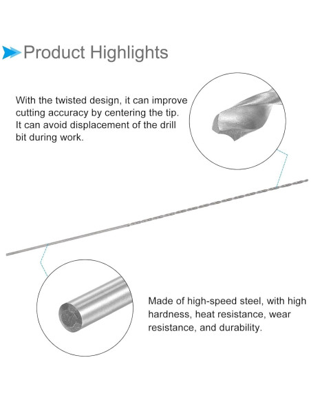 Broca de Tornillo CoCud 1mm x 120mm Acero Alta Velocidad 5 Pzas