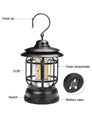Linterna de Camping LED Bulbright Vintage Retro IP44 16.6x9.6cm