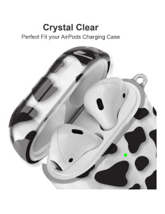Estuche transparente para AirPods Maxjoy con llavero - Diseño de vaca 2