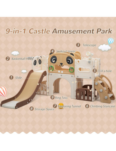 Juego de Escalera y Tobogán 9 en 1 Nyeekoy para Niños