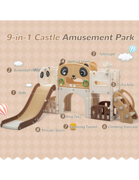 Juego de Escalera y Tobogán 9 en 1 Nyeekoy para Niños