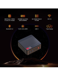 Mini PC BOSGAME P4, AMD Ryzen 7 5825U, 32GB RAM, 1TB SSD 2