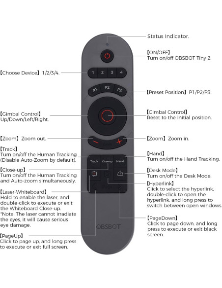 Combo Adaptador UVC a HDMI 4K OBSBOT Tiny 2 y Control Remoto