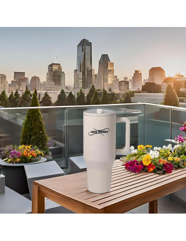 Taza de Café Aislada Luxe Trendz 30 oz Crema - Doble Pared