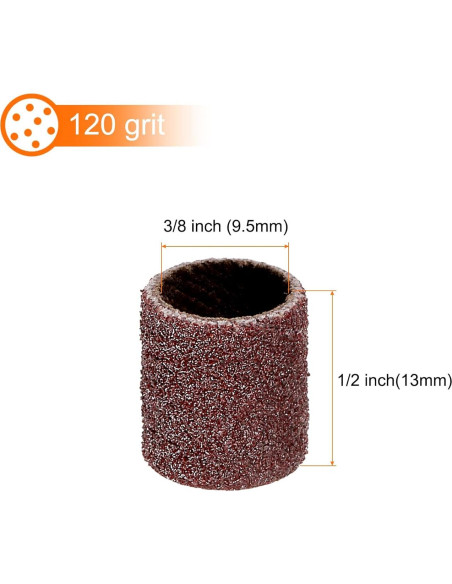 HARFINGTON 200pcs Mangas de Lijado 9.5mm Grano 120 Oxido Aluminio