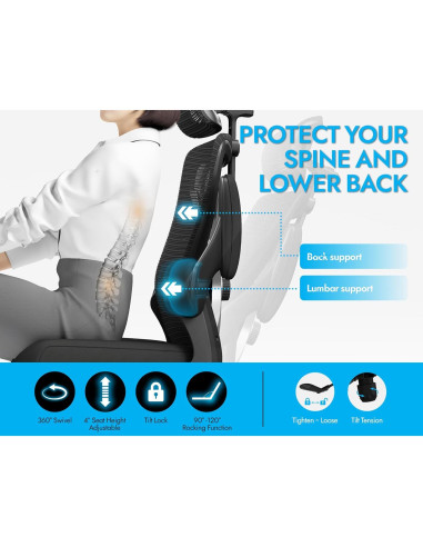 Silla de Oficina Ergonómica Ergalithic X100-1 con Soporte Lumbar