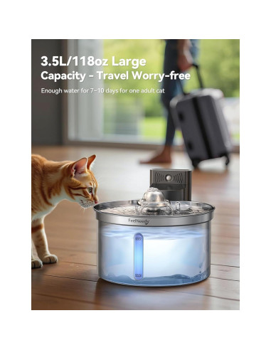Fuente de Agua Inalámbrica FEELNEEDY 3.5L Acero Inoxidable