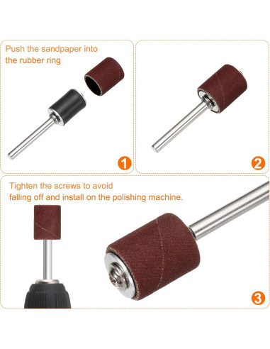 HARFINGTON 200pcs Mangas de Lijado 9.5mm Grano 120 Oxido Aluminio