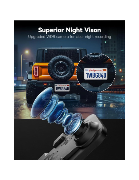 Cámara de Tablero Espejo WOLFBOX G840S 12" 4K con Cable de 10m