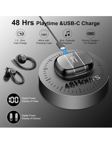 Auriculares Inalámbricos Bluetooth 5.3 VKROBAG V90 IP7 48h