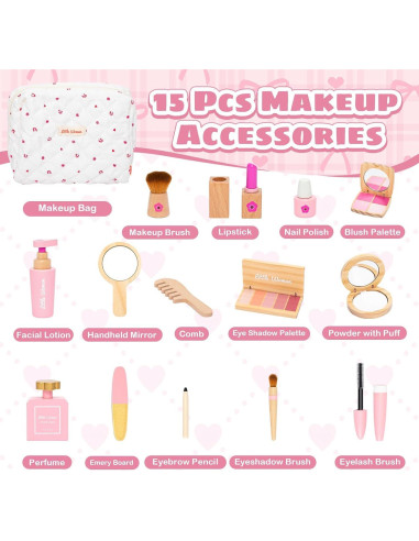 Juego de Maquillaje de Madera Twood 15 Piezas para Niñas