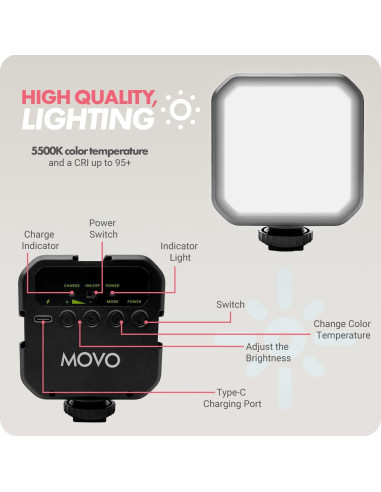 Kit de Video Movo con Micrófono VXR10 y Luz LED Compacta