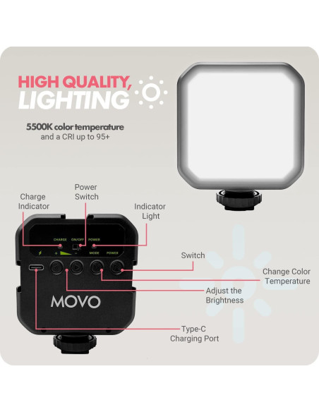 Kit de Video Movo con Micrófono VXR10 y Luz LED Compacta