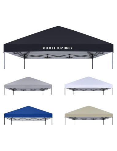 Cubierta de Reemplazo para Toldos 2.44x2.44m YANWEI Negra Impermeable