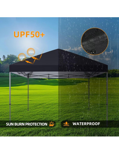 Cubierta de Reemplazo para Toldos 2.44x2.44m YANWEI Negra Impermeable